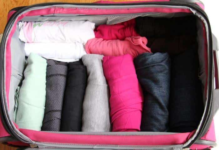 rolling clothes suitcase packing tips