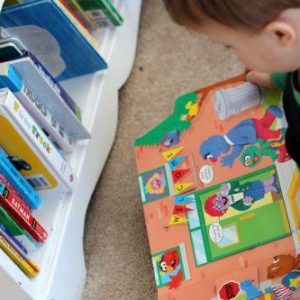 organizing books with kids