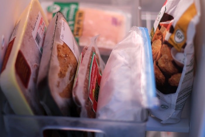 freezer chicken in bin