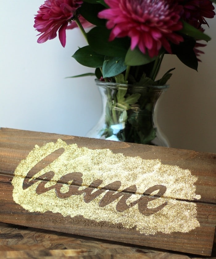 Glitter Plank Board Sign Tutorial - Glitter HOME Board