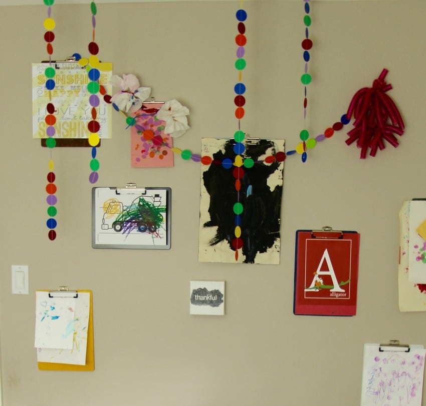 Kids Art Room Ideas - Clipboard Wall