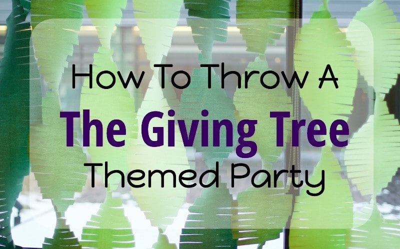 How to Throw a Giving Tree Themed Party text over crepe paper wall #diy