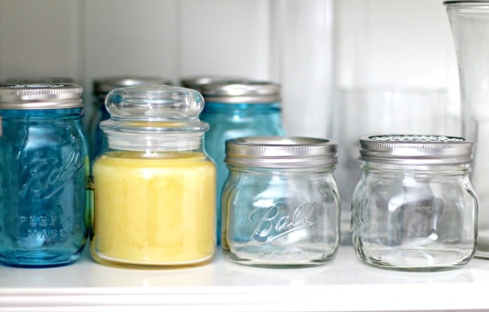 Glass jars and candles #organizing