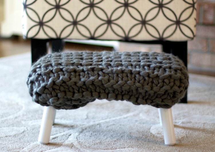 Close Up Chunky Knit Footstool