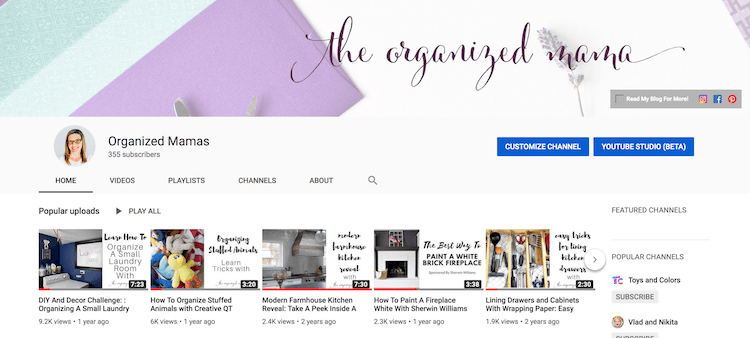 The Organized Mama YouTube Channel Cover