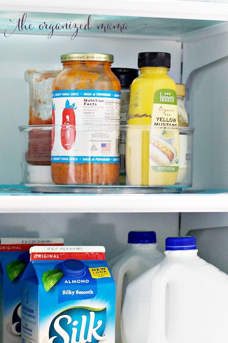 lazy susan in fridge for organization