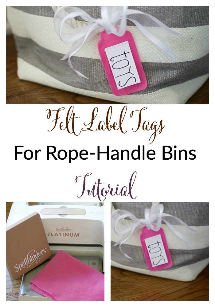 Tricky containers call for creative labels! Follow this felt label tags tutorial to use on bins with rope handles to keep things organized! #organizetoys #labels