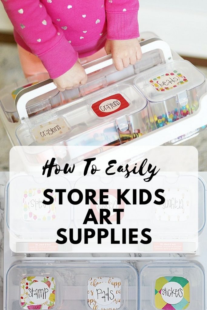 Learn tricks on how to easily store kids art supplies from a professional organizer! Not only is the storage cute, but it is totally functional! #kids #artsandcrafts #organize