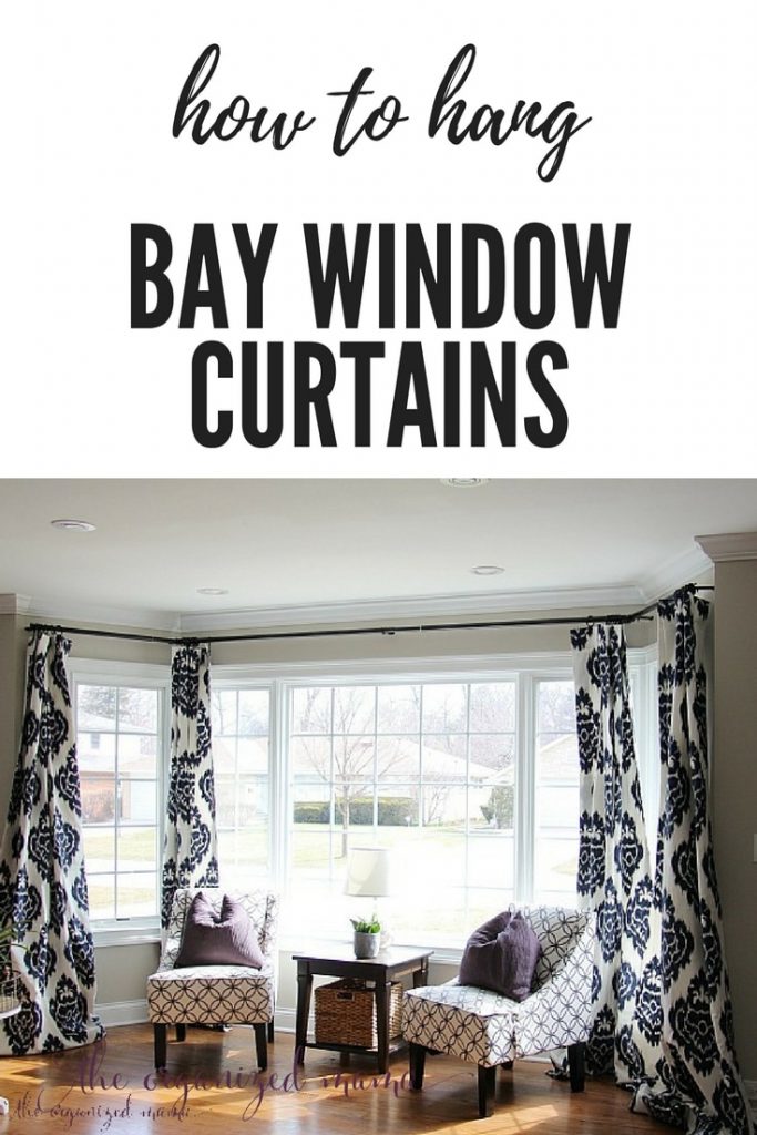 Have an oversized bay window? Try these tricks for hanging bay window curtains and curtain rods when nothing else will work! #baywindow #DIY #curtains