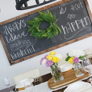 simple extra large chalkboard with quote always believe something wonderful is about to happen