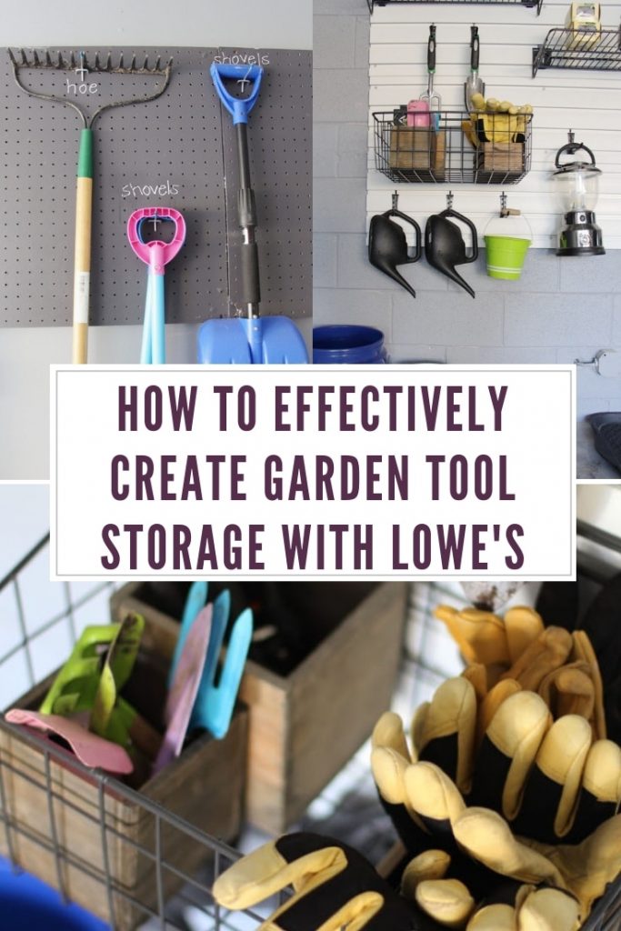 Professional organizer shares her tips for how to create effective garden tool storage using products from Lowe's Home Improvement Store! #organized #tools #garden