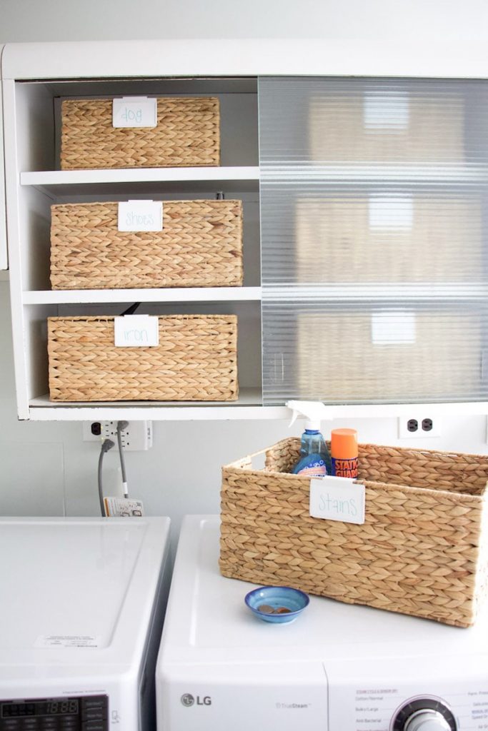 Learn tips from a professional organizer her tips on how to organize laundry room when you have limited space or unique features. #laundryroom #organized