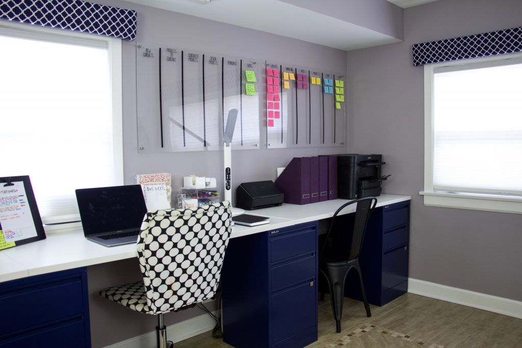 Organized desk and wall-mounted project board #deskorganization #officeorganization