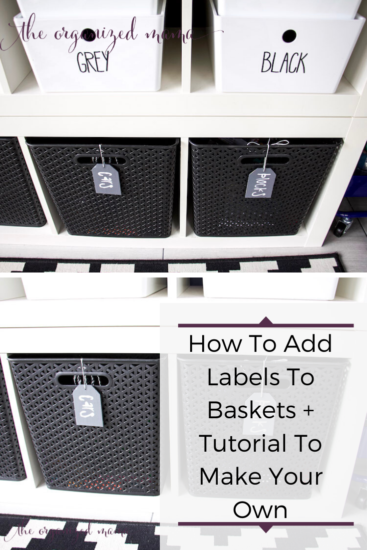 how to make labels for baskets plus tutorial pinterest graphic