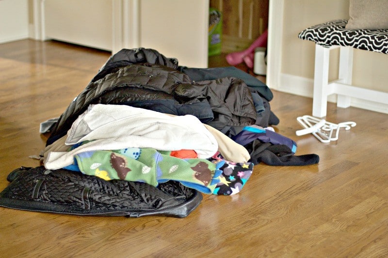 Sorting like with like starting with jackets #organize #mudroom