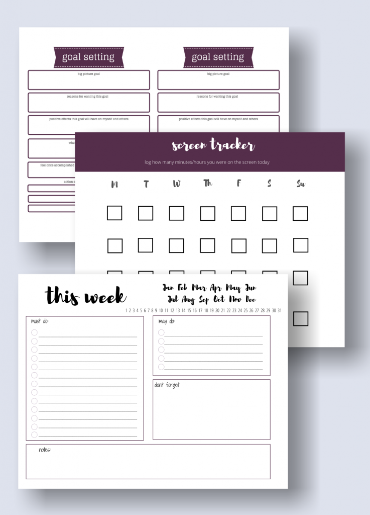 mama productivity bundle with screen tracker, goal setting, and planner