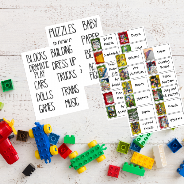 toy bin bundle labels with picture labels and text labels