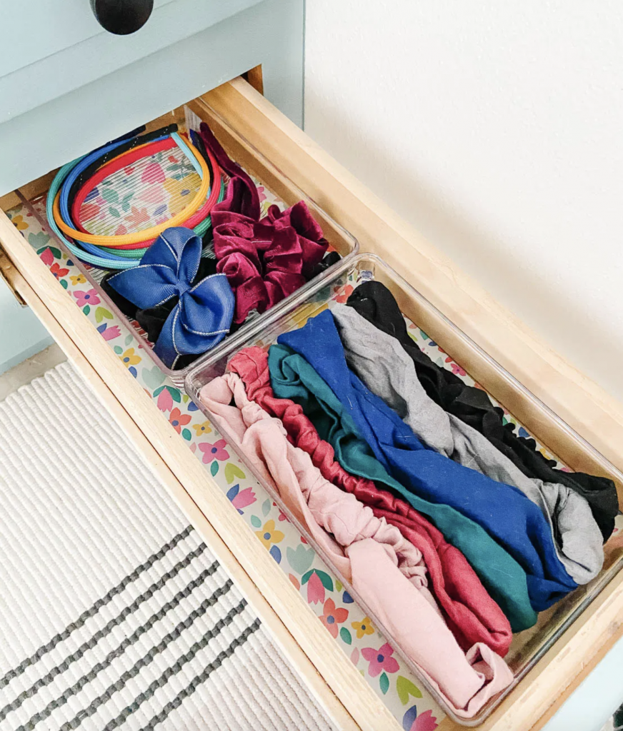 Small Stuff Counts drawer organization of hair accessories
