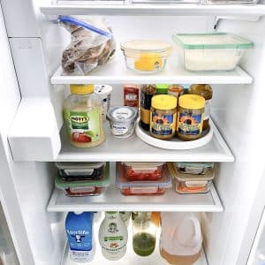 organizing a fridge with drawer liner