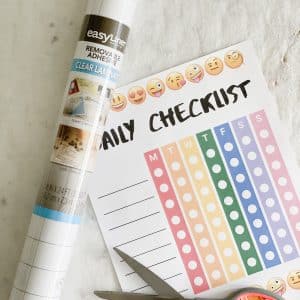 using clear laminate to laminate checklists for kids