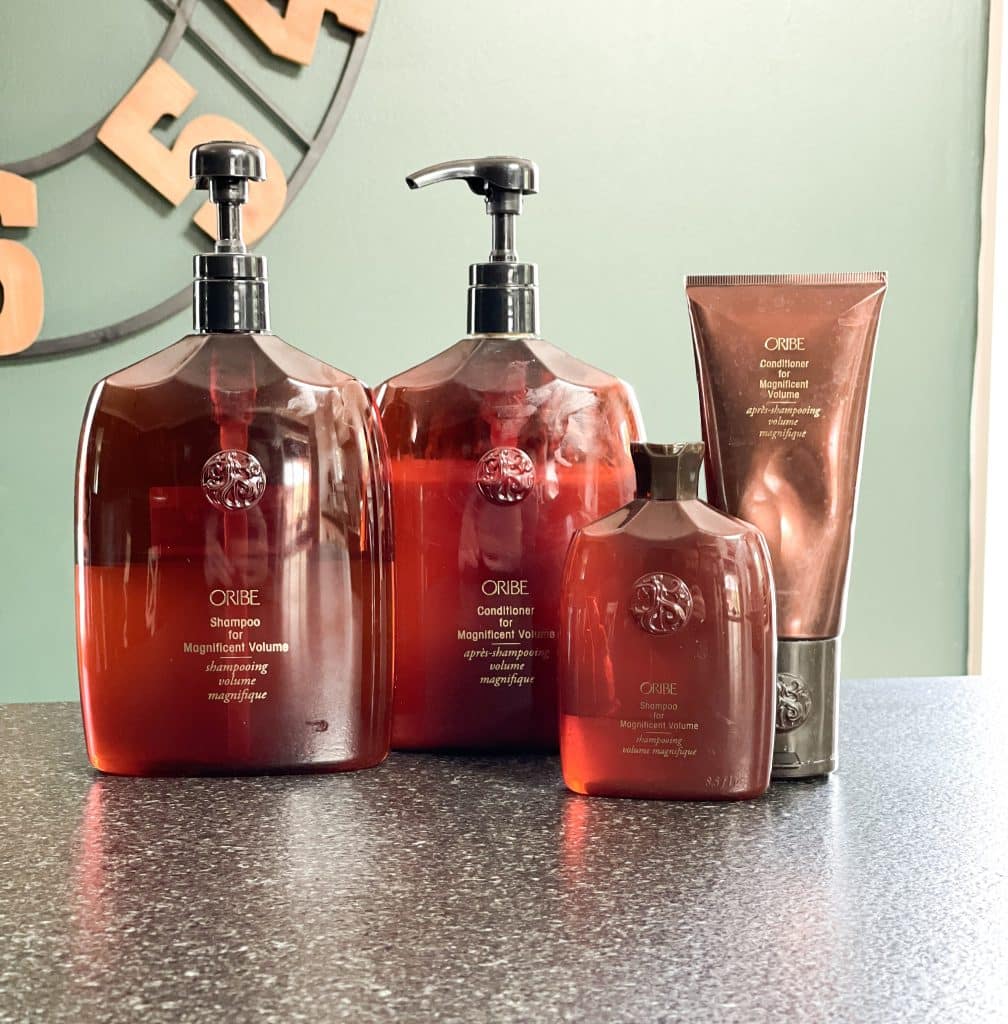 large and small shampoo and condition bottles