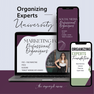 Organizing Experts University text with computer and phone overlay