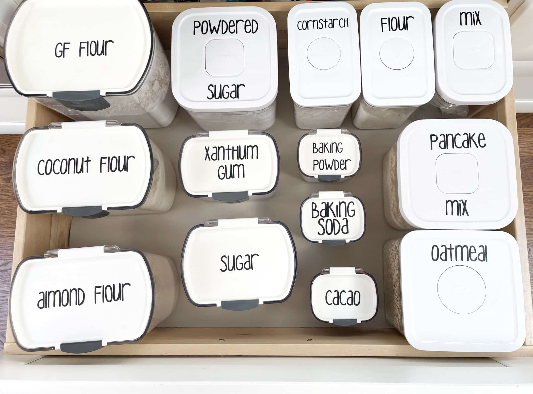 labels on baking drawer