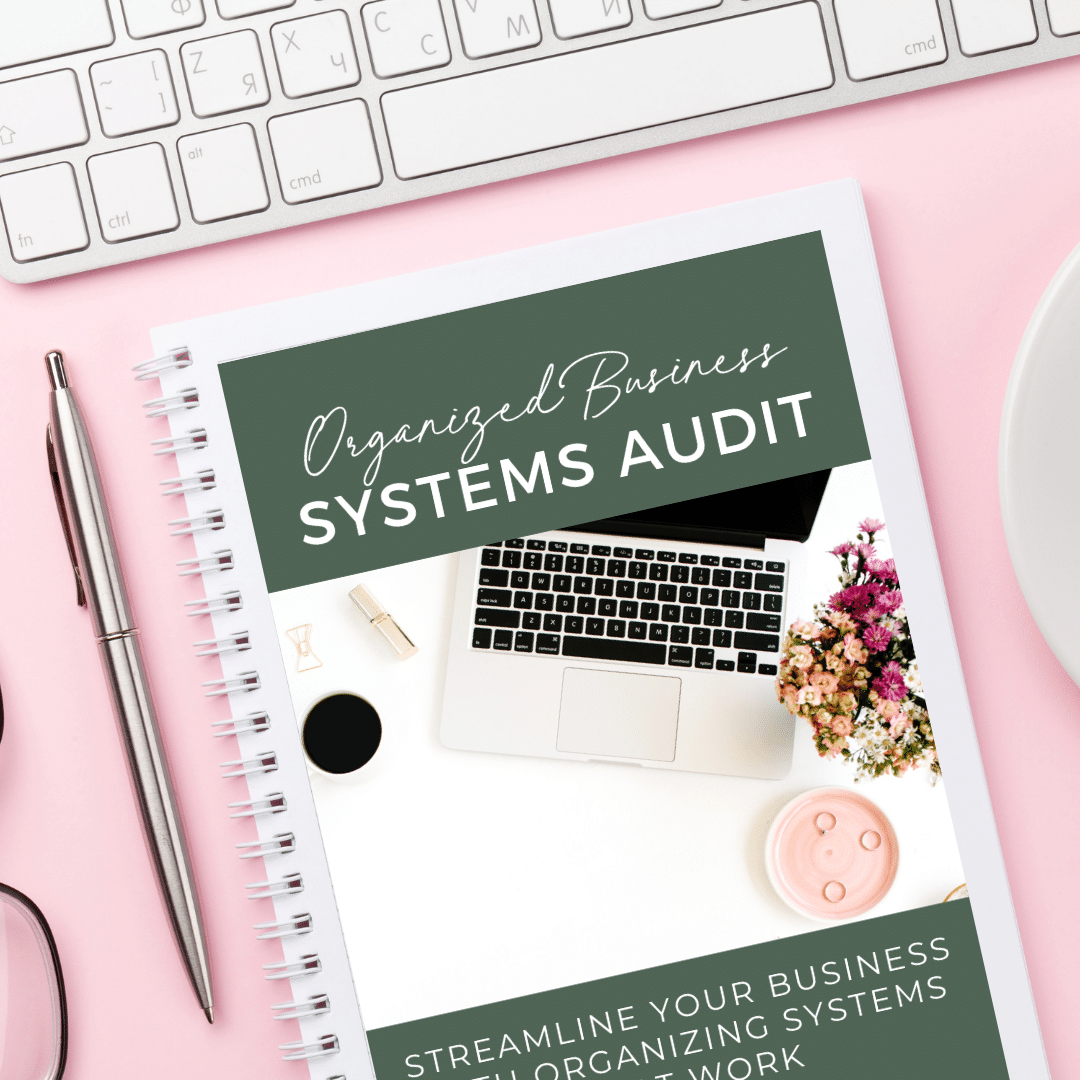 organized business systems audit on notebook