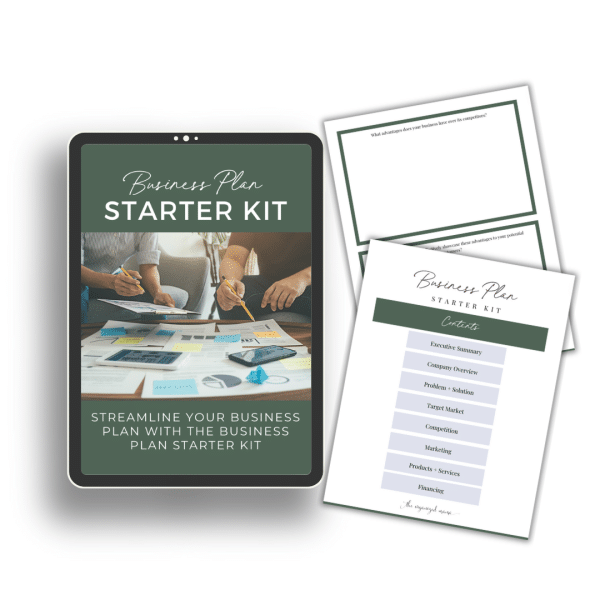 business planner starter kit on ipad with two pages