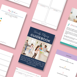 flatlay of family tidying guide workbook
