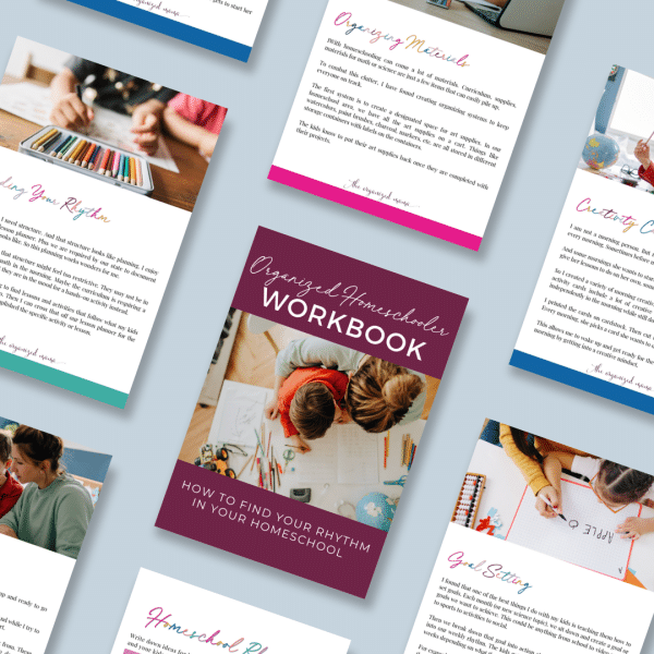 flatlay organized homeschoolers workbook