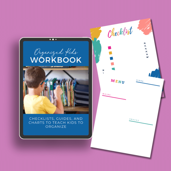 organized kids workbook on ipad with pages form workbook