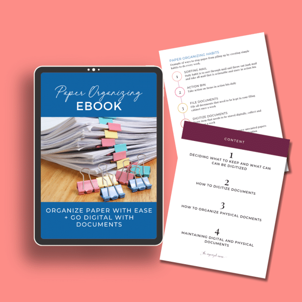 paper organizing ebook on ipad with two printables