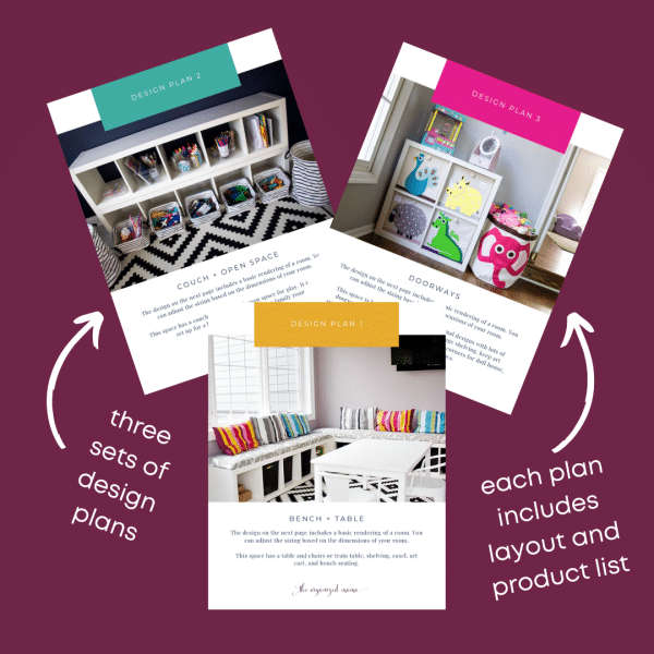 peek inside the three different plans you use for the organizing playroom ebook