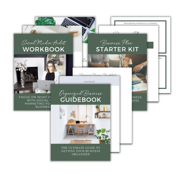 three workbooks included in organized business toolkit