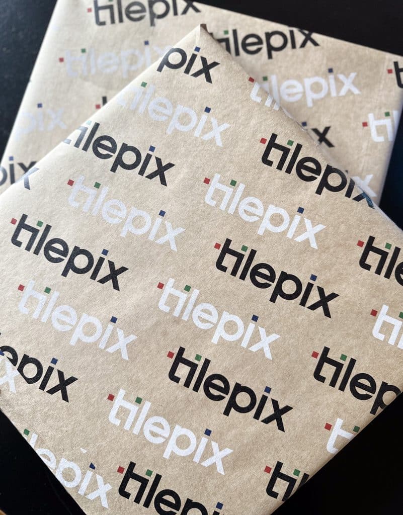 TilePix wrapped in paper